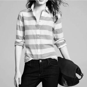 Banana Republic Gray and White Striped Shirt